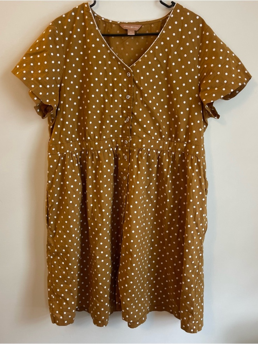 April Cornell XXL Polka Dot Dress 100% Cotton Cottgecore Whimsy Natural Summer